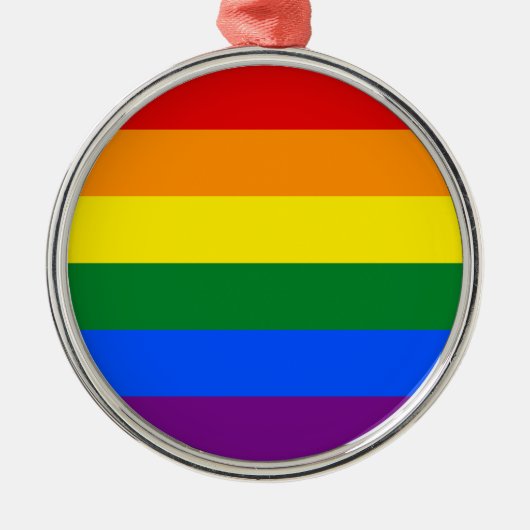 LGBT Gay Pride Rainbow Flag Stripe Metalen Ornament (Voorkant)