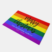 LGBT | Gay Pride Rainbow Gepersonaliseerde Kerstmi Deurmat (Schuin)