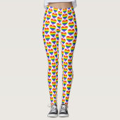 LGBT Gay Pride Rainbow Heart Patroon Leggings (Voorkant)