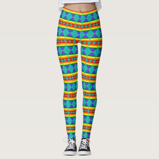 LGBT Gay Pride Rainbow Heart Patroon Leggings (Voorkant)