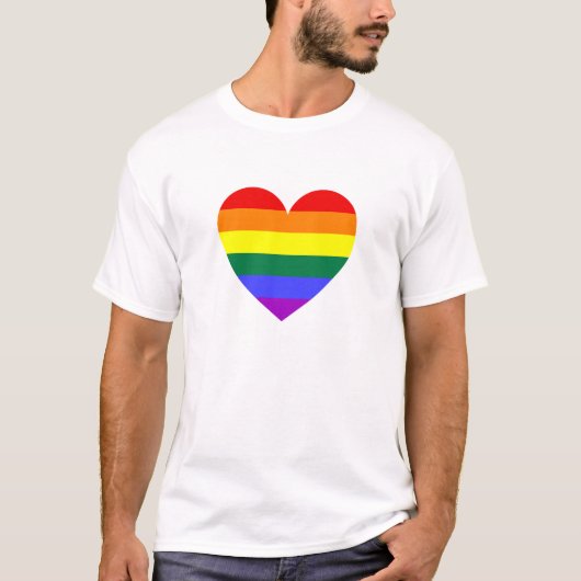 LGBT Gay Pride Rainbow Heart T-shirt (Voorkant)