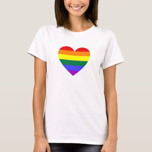 LGBT Gay Pride Rainbow Heart T-shirt (Voorkant)
