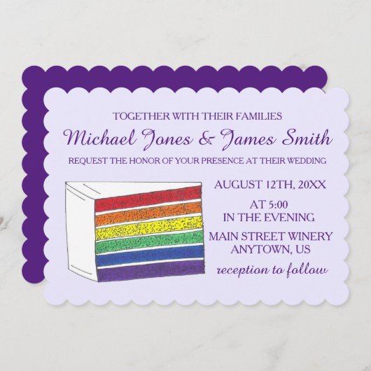 LGBT Gay Pride Rainbow Layer Weddencke Slice Kaart (Voorkant / Achterkant)