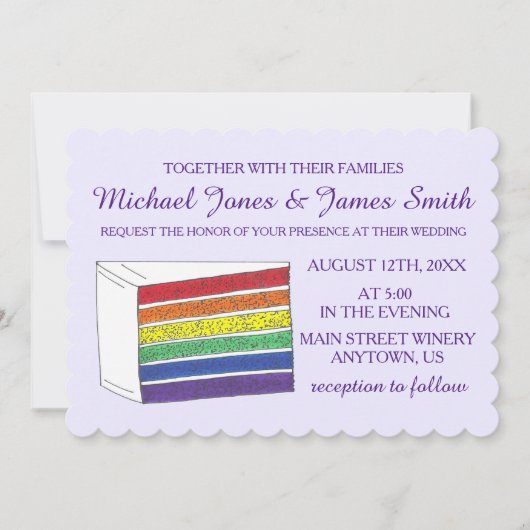 LGBT Gay Pride Rainbow Layer Weddencke Slice Kaart (Voorkant)