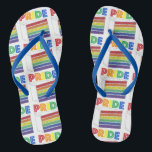 LGBT Gay Pride Rainbow Layer Weddencke Slice Teenslippers<br><div class="desc">De teenslippers voorzien van een originele tellerillustratie van een plak van de laagtaart van de regenboog,  met PRIDE in een regenboogdoopvont. Geweldig voor Pride Month! Zie je niet wat je zoekt? Hulp nodig bij aanpassingen? Neem contact op met Rebecca om iets voor je te ontwerpen.</div>