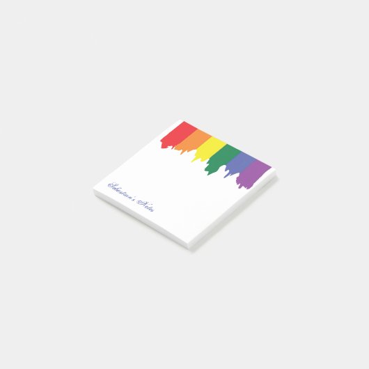 LGBT Gay Pride Rainbow Paint gepersonaliseerd Post-it® Notes (Schuin)