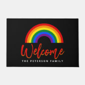 LGBT | Gay Pride Rainbow Personaliseer zwart Deurmat (Voorkant)