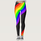 LGBT Gay Pride Rainbow Ribbon op zwart Leggings (Voorkant)