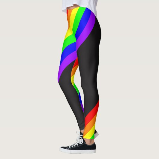 LGBT Gay Pride Rainbow Ribbon op zwart Leggings (Links)