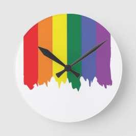 LGBT Gay Pride Rainbow Running Paint Ronde Klok