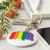 LGBT Gay Pride Rainbow Running Paint Sleutelhanger (Zijkant)