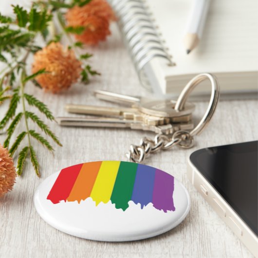 LGBT Gay Pride Rainbow Running Paint Sleutelhanger (Zijkant)
