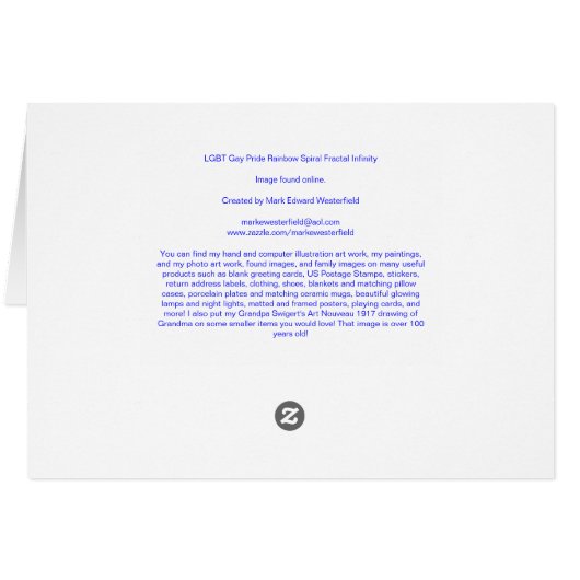 LGBT Gay Pride Rainbow Spiral Fractal Infinity (Achterkant Horizontaal)