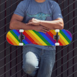LGBT Gay Pride Rainbow Stripes kleurrijke vlag LGB Persoonlijk Skateboard<br><div class="desc">Prachtige, levendige LGBT gay pride regenboogkleuren, kleurrijk geometrisch streekpatroon, aangepast, aangepast, stijlvol elegant faux gouden script / typografie / font, modern, cool, stijlvol, best-quality hard-rock maple wedstrijd vormend skateboard dek. Om aan te passen, typ eenvoudig in jouw naam/monogram/initialen. Terwijl u toevoegt/ontwerpt, zult u een voorproef van uw verwezenlijking, door kunnen...</div>
