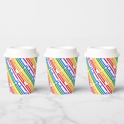 LGBT Gay Pride Rainbow Text Pattern LGBTQ Party Papieren Bekers (Multi)