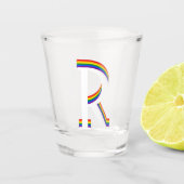 LGBT Gay Pride Rainbow Vlag Aangepast monogram R Shot Glas (Voorkant)