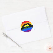 LGBT Gay Pride Regenboog en Hart Hand Silhouet Ronde Sticker (Envelop)