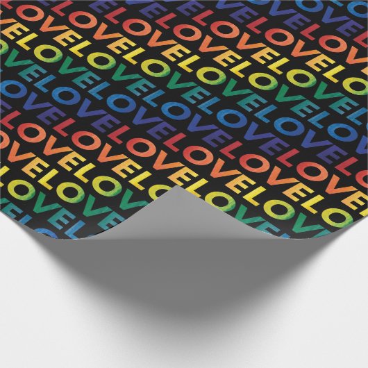 LGBT | Gay Pride | Regenboog Liefde Op Zwart Cadeaupapier (Hoek)