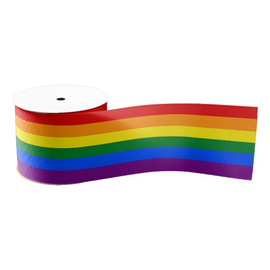 LGBT Gay Pride Regenboogvlag 6 Stripes Grosgrain Lint (Spoel)