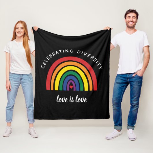 LGBT Gay Pride Viering van Diversiteit Liefde Is L Fleece Deken (In situ)