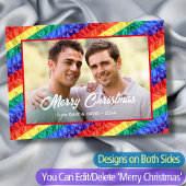 LGBT Gay Rainbow Flag Merry kerst Aangepaste foto Feestdagenkaart