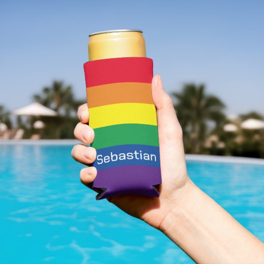LGBT Gay Rainbow Pride Flag gepersonaliseerd Seltzer Blikjeskoeler (Insitu Zwembad)