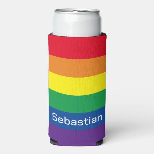 LGBT Gay Rainbow Pride Flag gepersonaliseerd Seltzer Blikjeskoeler (Seltzer Voorkant)