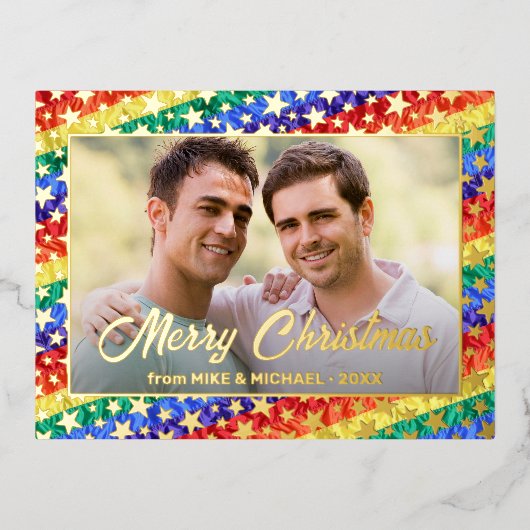 LGBT gay rainbow speciale filmster, aangepast kers Folie Feestdagen Briefkaart (Voorkant)