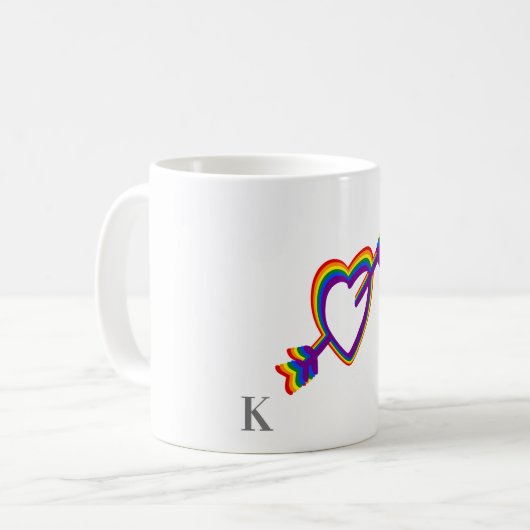 LGBT Gay Wedding Pride Rainbow Heart met Pijl Koffiemok (Voorkant links)
