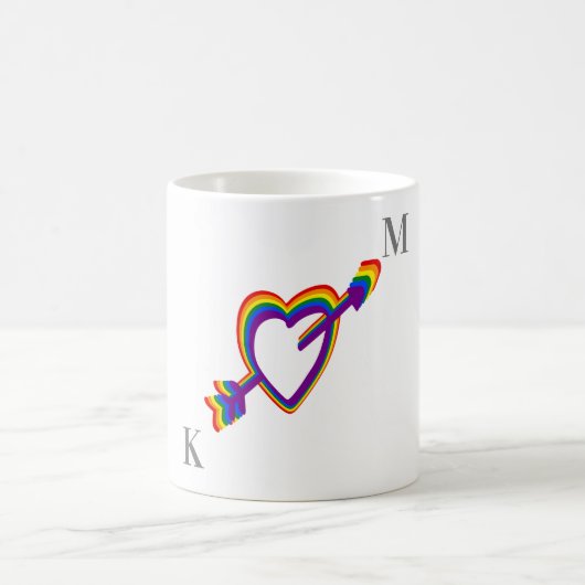 LGBT Gay Wedding Pride Rainbow Heart met Pijl Koffiemok (Center)