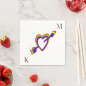 LGBT Gay Wedding Pride Rainbow Heart met Pijl Servet (Insitu)