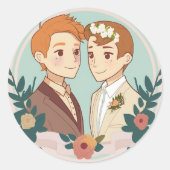 LGBT Gay Wedding Ronde Sticker (Voorkant)