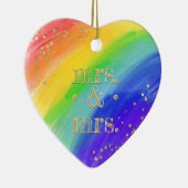 LGBT Gedateerde Waterverf Regelboog & goud Keramisch Ornament (Rechts)