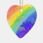 LGBT Gedateerde Waterverf Regelboog & goud Keramisch Ornament (Links)