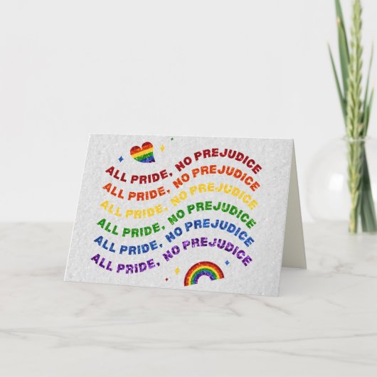 LGBT Glitter All Pride No Prejudice Card Kaart (Voorkant)
