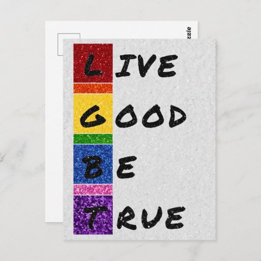 LGBT Glitter Live Good Be True Kaart (Voorkant / Achterkant)