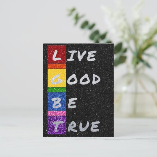LGBT Glitter Live Good Be True Kaart (Staand voorkant)