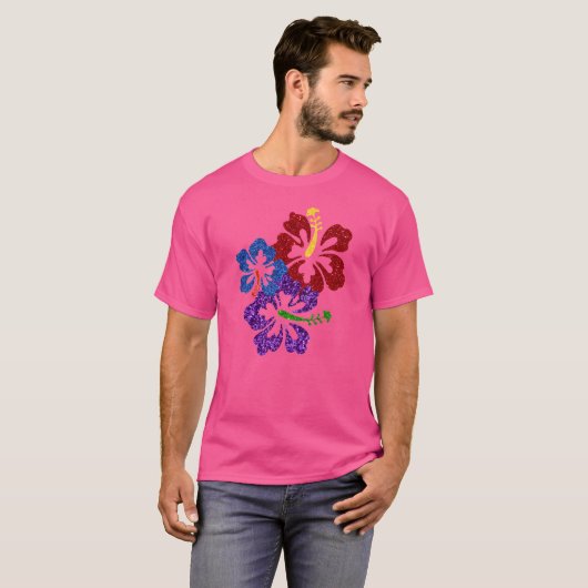 LGBT Glitter Pride Colors Hibiscus T-shirt (Voorkant volledig)