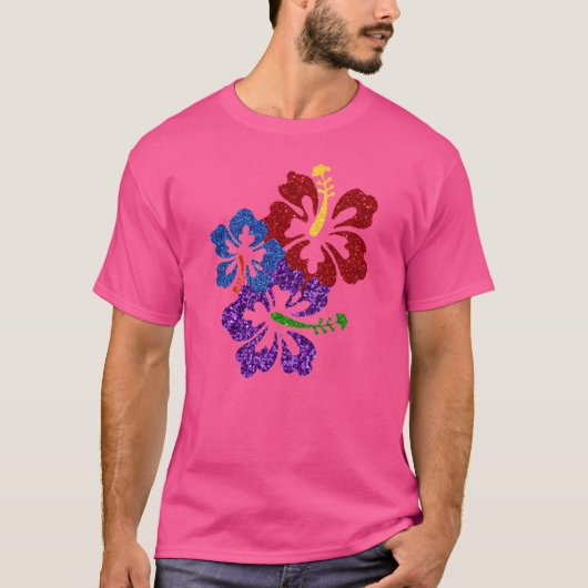 LGBT Glitter Pride Colors Hibiscus T-shirt (Voorkant)