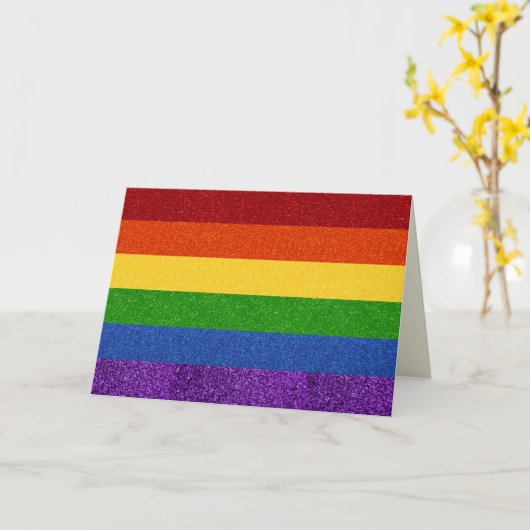 LGBT Glitter Pride Flag Card Kaart (Gele Bloem)