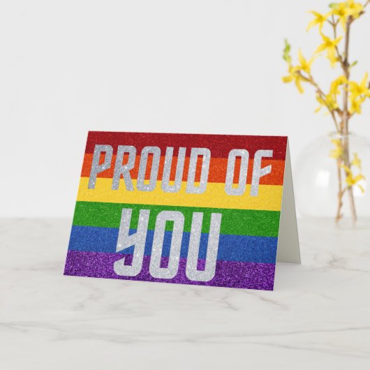 LGBT Glitter Proud van u Kaart (Gele Bloem)