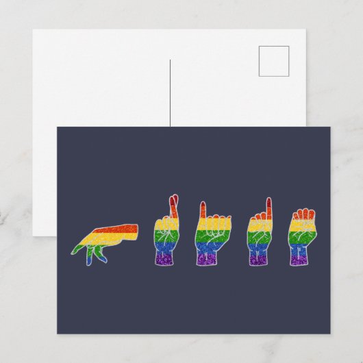 LGBT Glitter Rainbow ASL Pride Briefkaart (Voorkant / Achterkant)