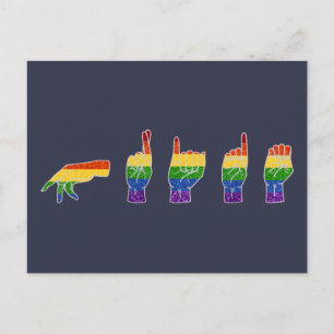 LGBT Glitter Rainbow ASL Pride Briefkaart