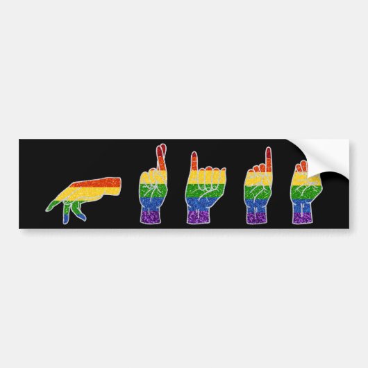 LGBT Glitter Rainbow ASL Pride Bumpersticker (Voorkant)