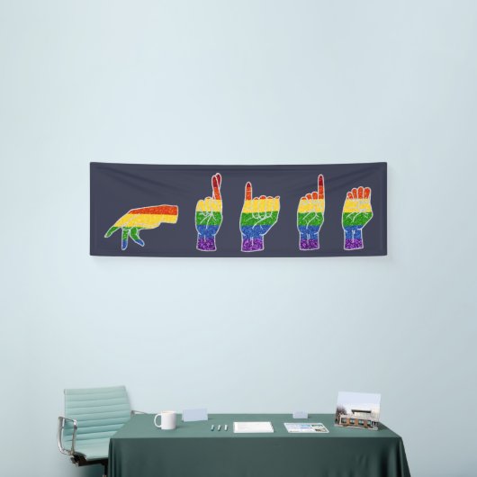 LGBT Glitter Rainbow ASL Pride Spandoek (Beurs)