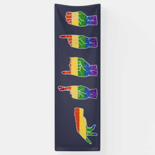 LGBT Glitter Rainbow ASL Pride Spandoek (Verticaal)