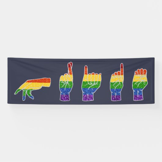 LGBT Glitter Rainbow ASL Pride Spandoek (Horizontaal)