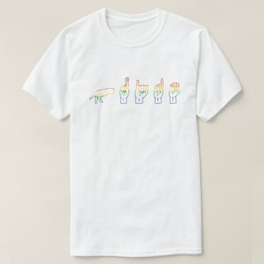 LGBT Glitter Rainbow ASL Pride T-Shirt (Design voorkant)