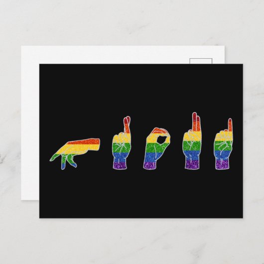 LGBT Glitter Rainbow ASL Proud Briefkaart (Voorkant / Achterkant)