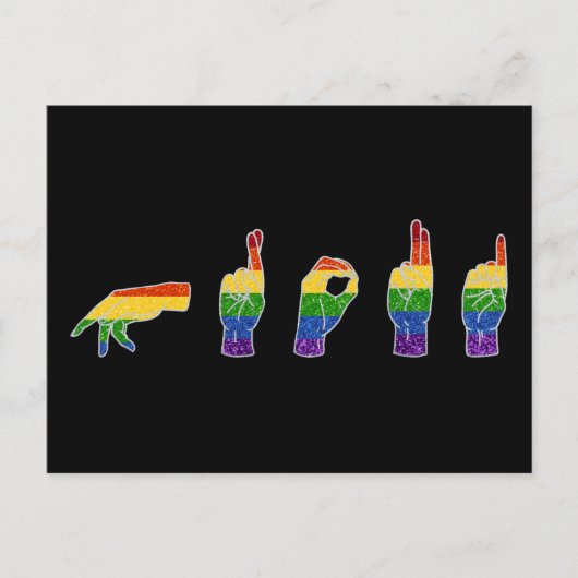 LGBT Glitter Rainbow ASL Proud Briefkaart (Voorkant)
